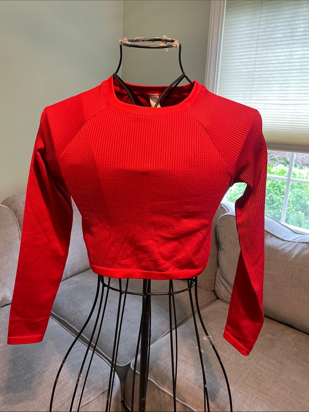 aerie Red Long-Sleeve Cropped Tee